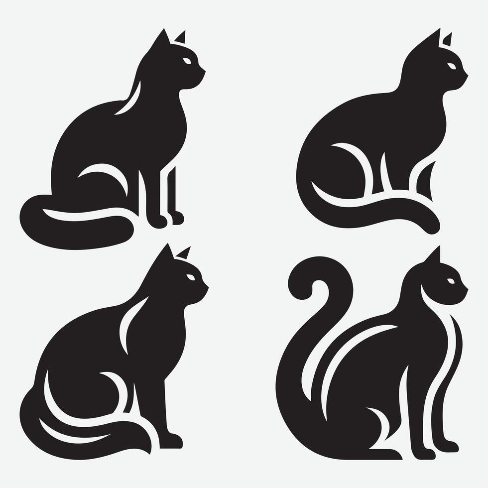 Unique Cat Silhouette Bundle for Charming Pet Inspired Creations vector