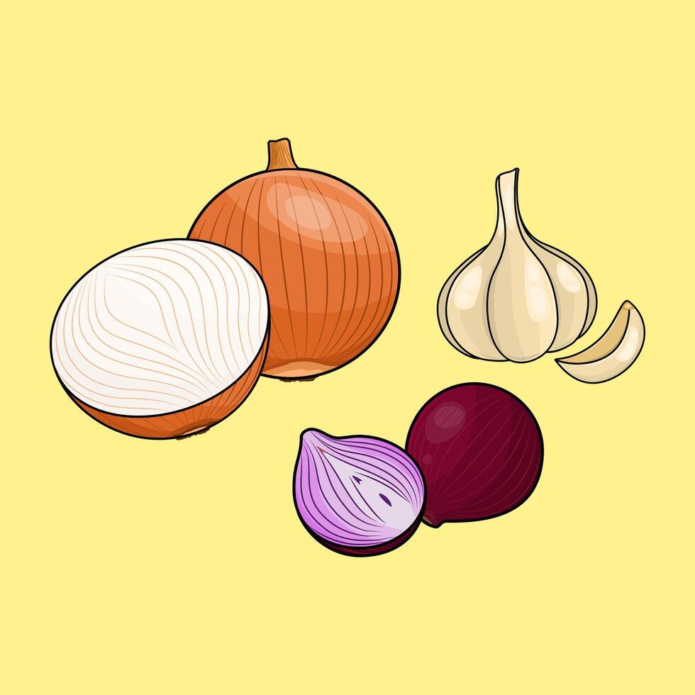 Fresh Whole Onions in Design vector