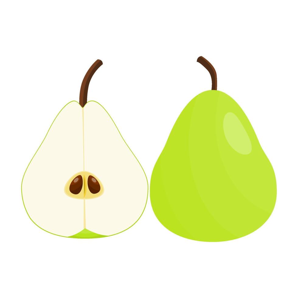 Pear Is A Fruit That Has A Sweet, Slightly Sour, Crunchy And Juicy Taste. This Fruit Grows In Tropical And Subtropical Regions vector