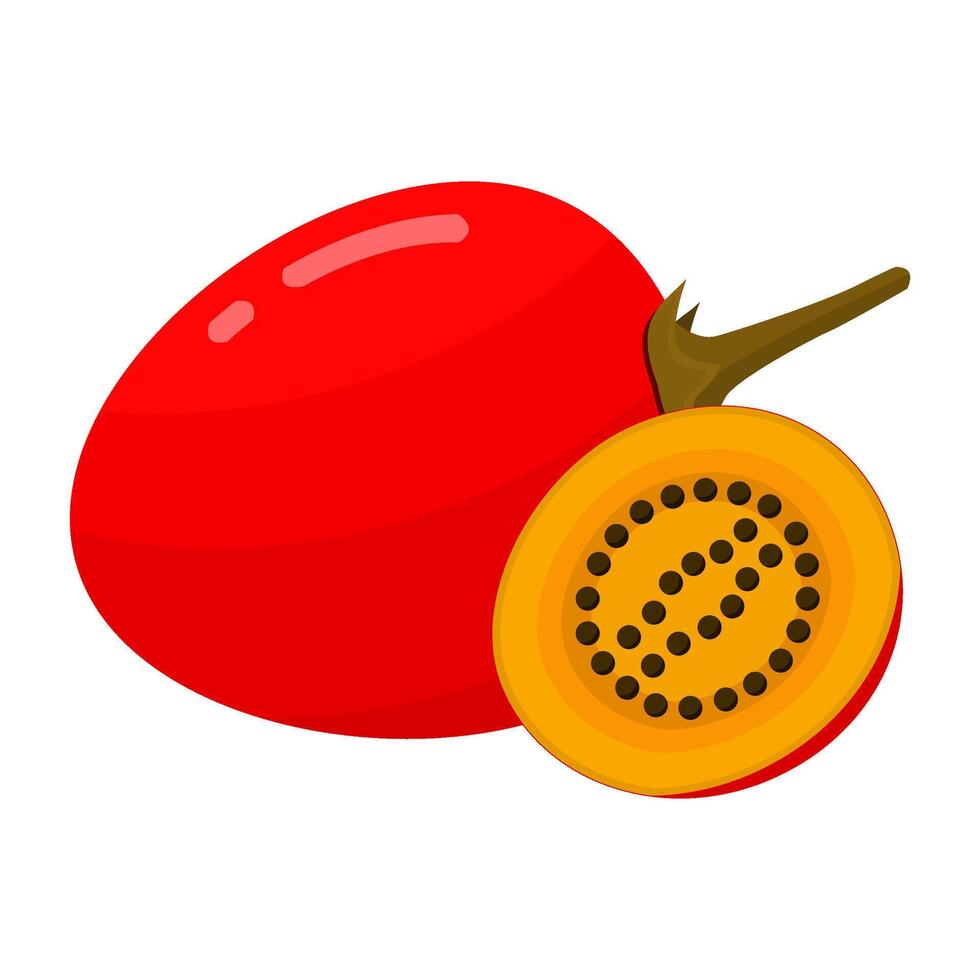 Tamarillo Fruit Is A Fruit That Has A Sweet, Slightly Fresh Taste. This Fruit Usually Grows In Tropical And Subtropical Climates vector