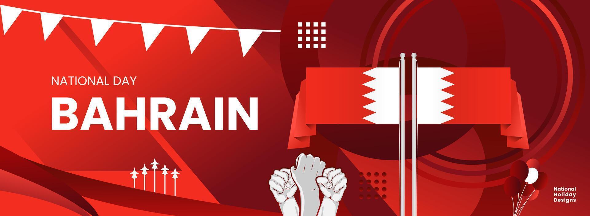 Bahrain National day wide banner. Suitable for posters, banners, greeting cards, and much more vector