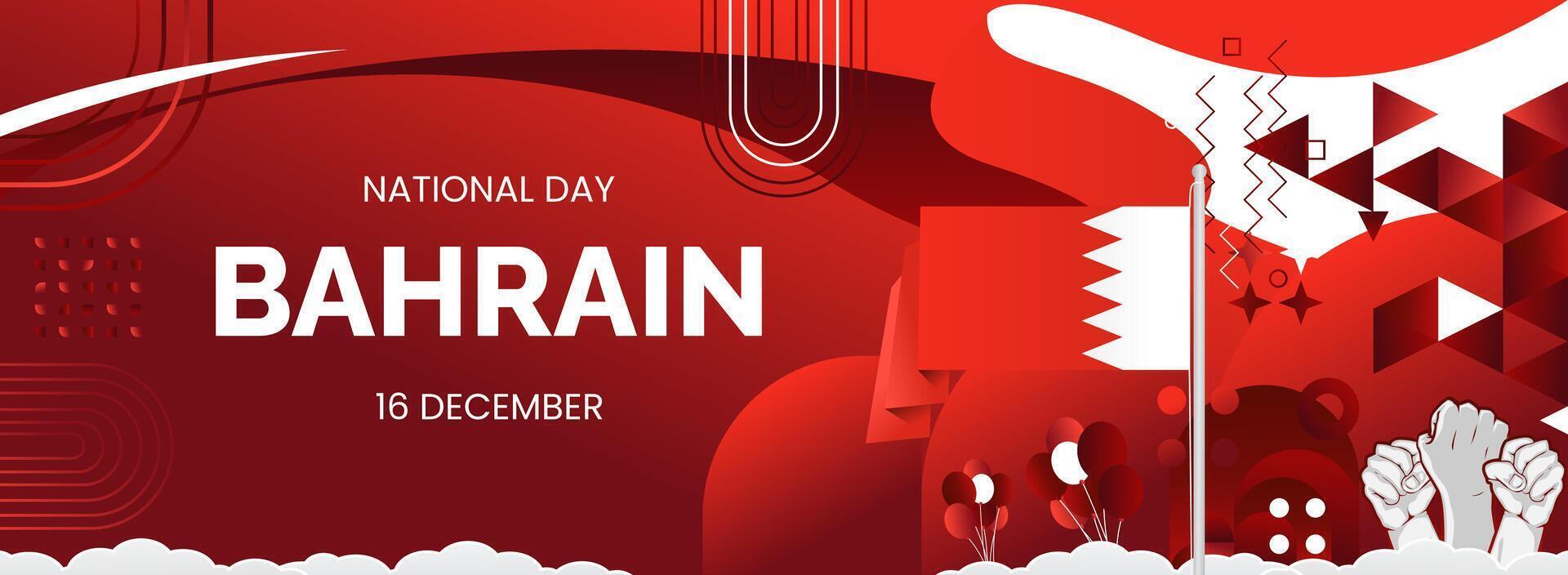 Elegant Bahrain National Day long banner vector