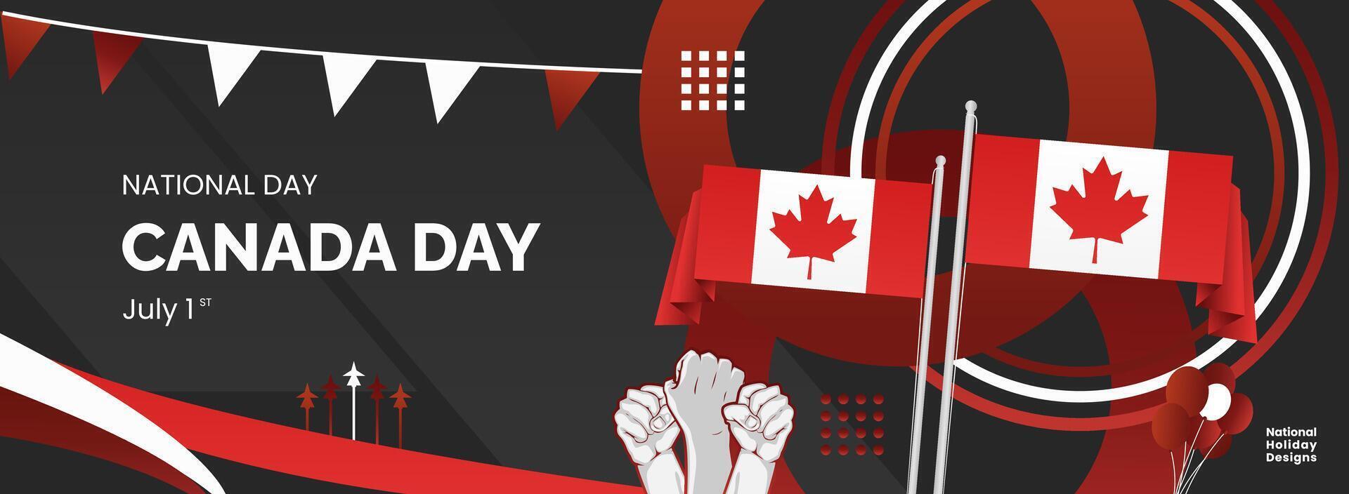 Horizontal poster for Canada day. Modern banner illustration for Canada national day, great for greeting cards or web headers. vector