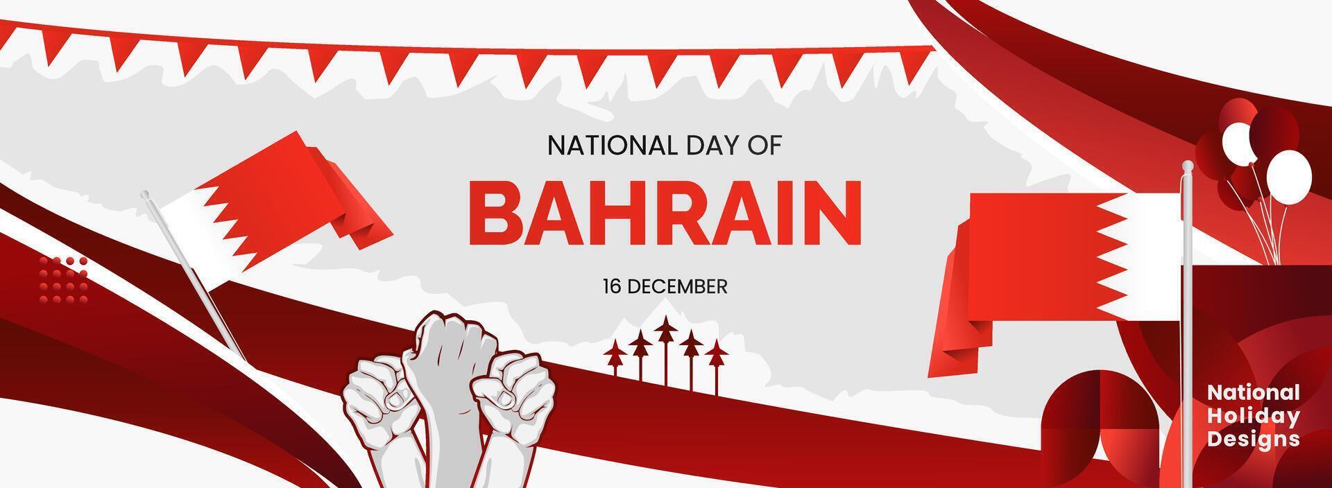 Long banner for greeting card National Day of Bahrain vector