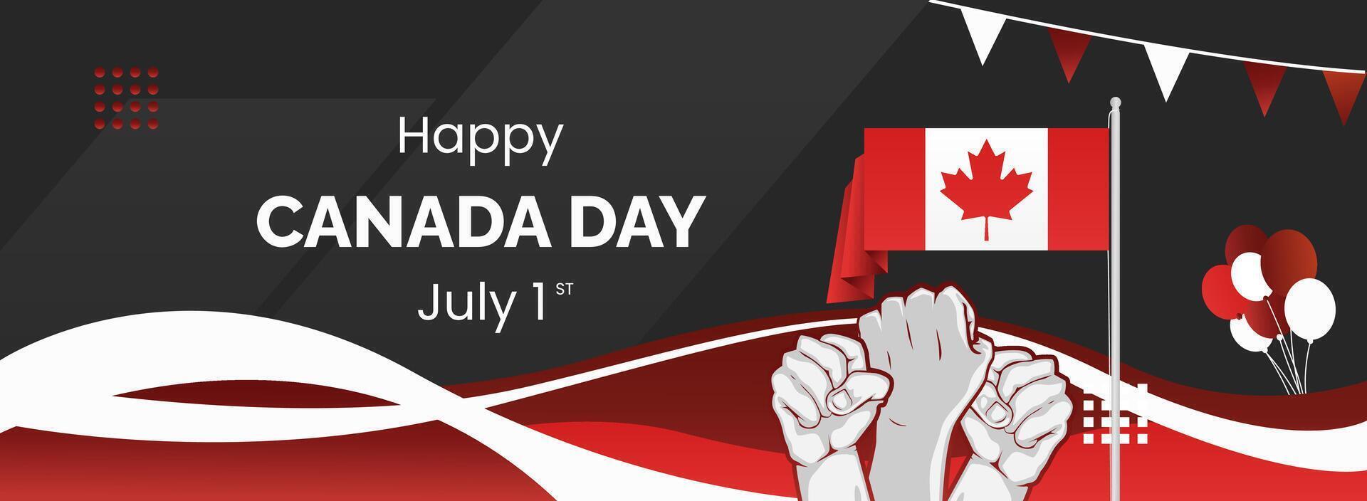 Attractive banner with modern black background for Canada day vector