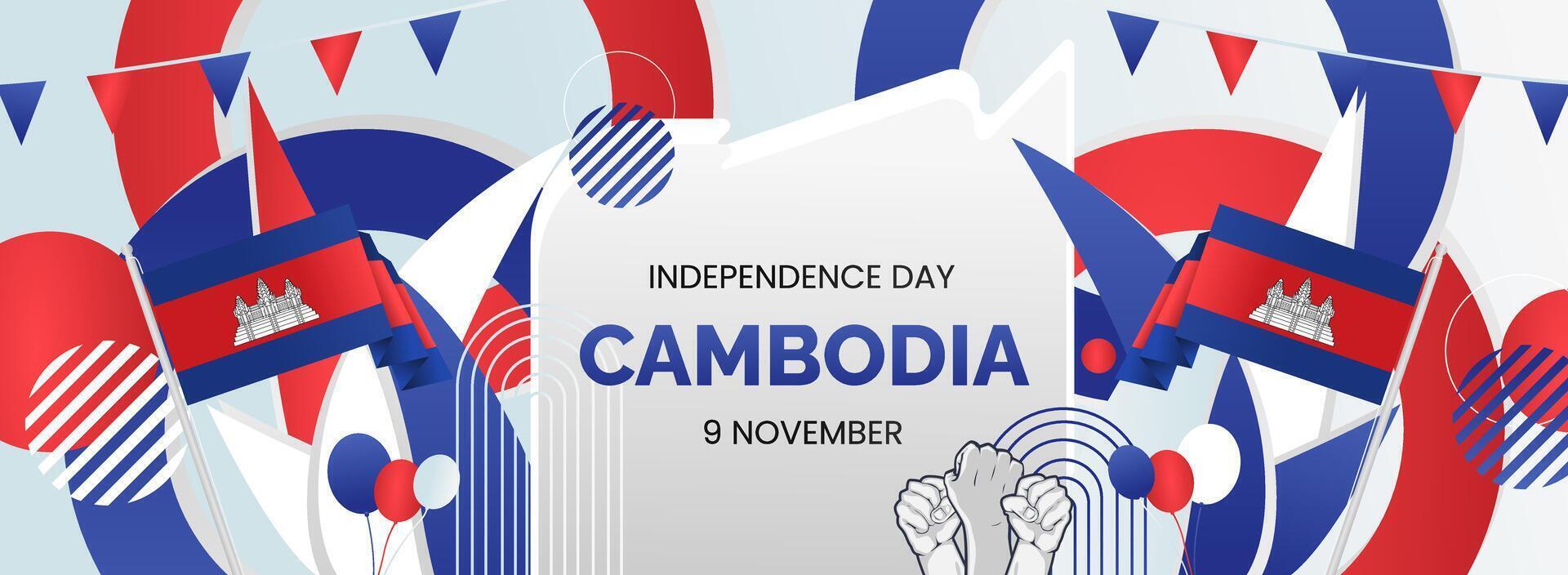 Sports theme banner for Cambodia national day. Attractive design can also be used as poster, cover or greeting card vector