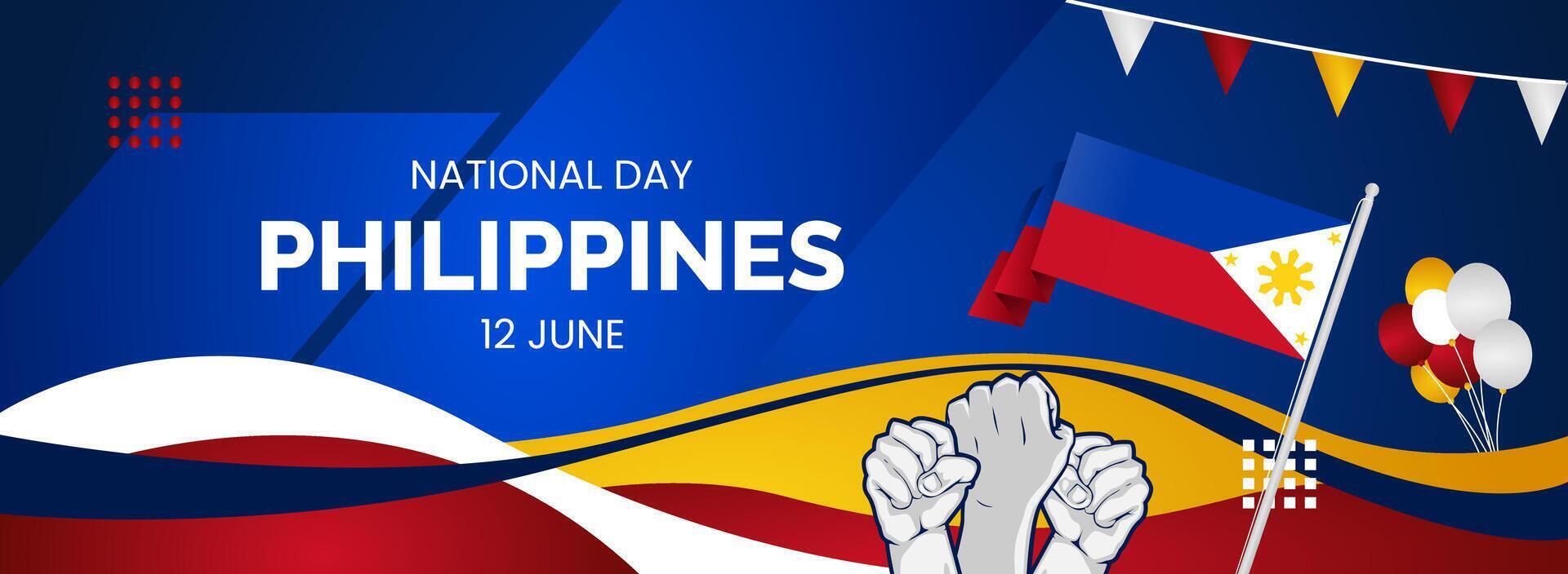 Modern banner with abstract shapes and the Philippine flag. Great for greeting cards or web banners vector