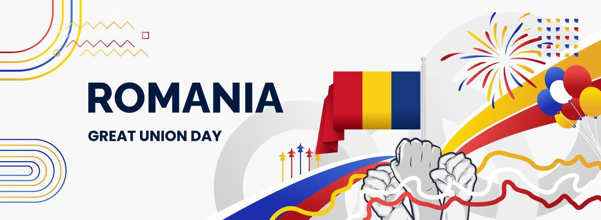 Great union day Romania wide banner for greeting card national Day vector