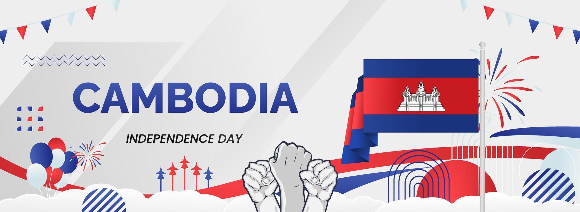 Wide background for Cambodia day. Perfect for greeting card or national party vector