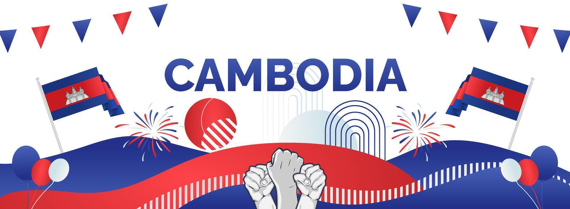 Cambodia national anniversary banner vector