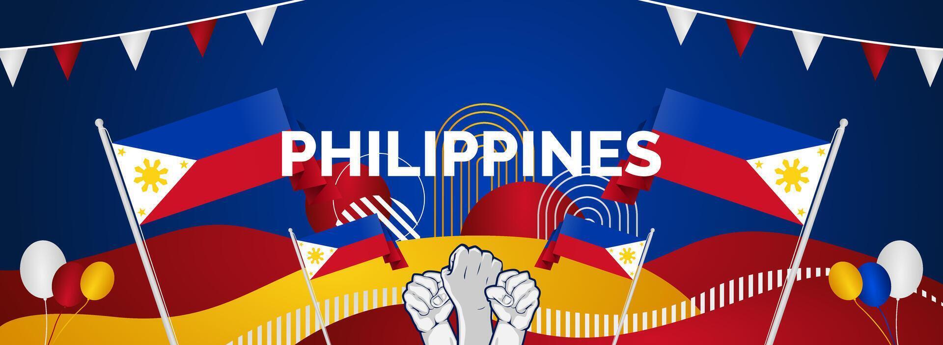 Philippines National Day Horizontal Banner vector