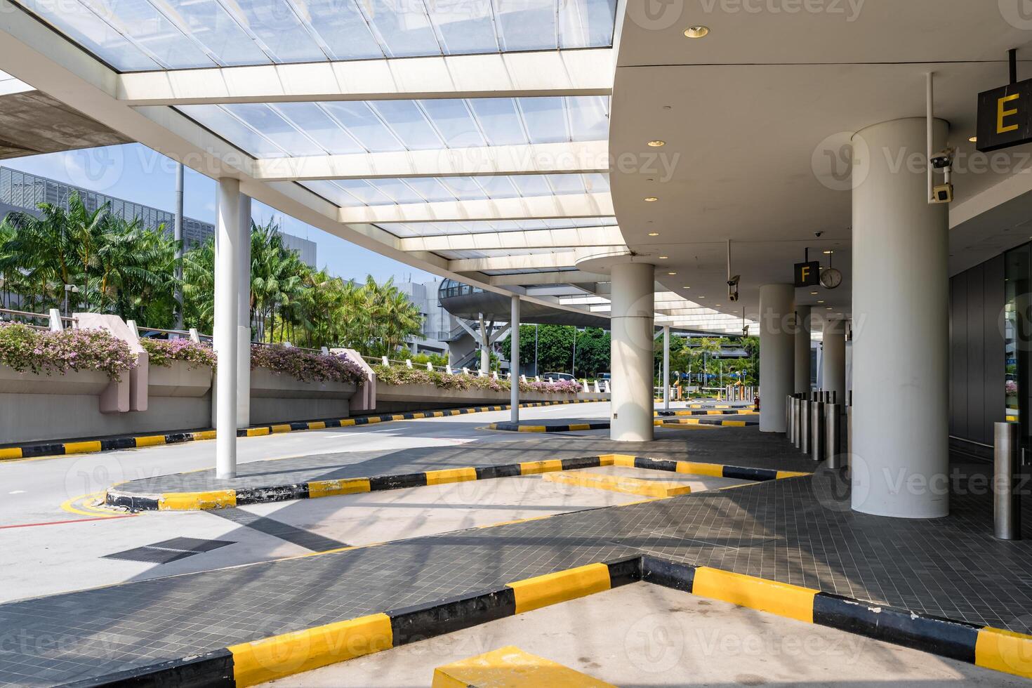 Bus on a parking lot at airport terminal. Singapore photo