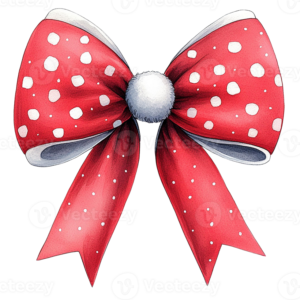 A charming red bow with white polka dots, perfect for adding a festive touch to gifts or decorations. png