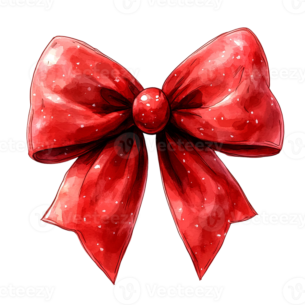 A vibrant red ribbon bow with a glossy finish, perfect for decorating gifts or crafting festive projects. png