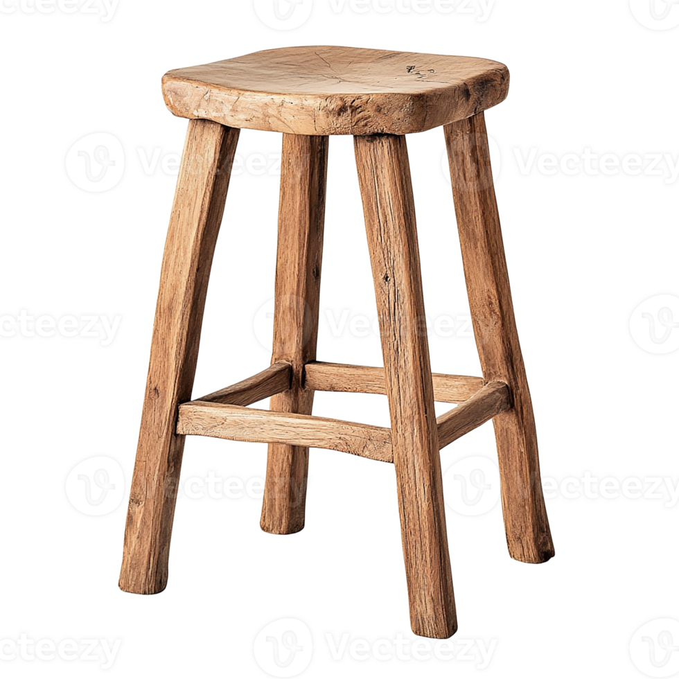 A rustic wooden stool perfect for home decor png