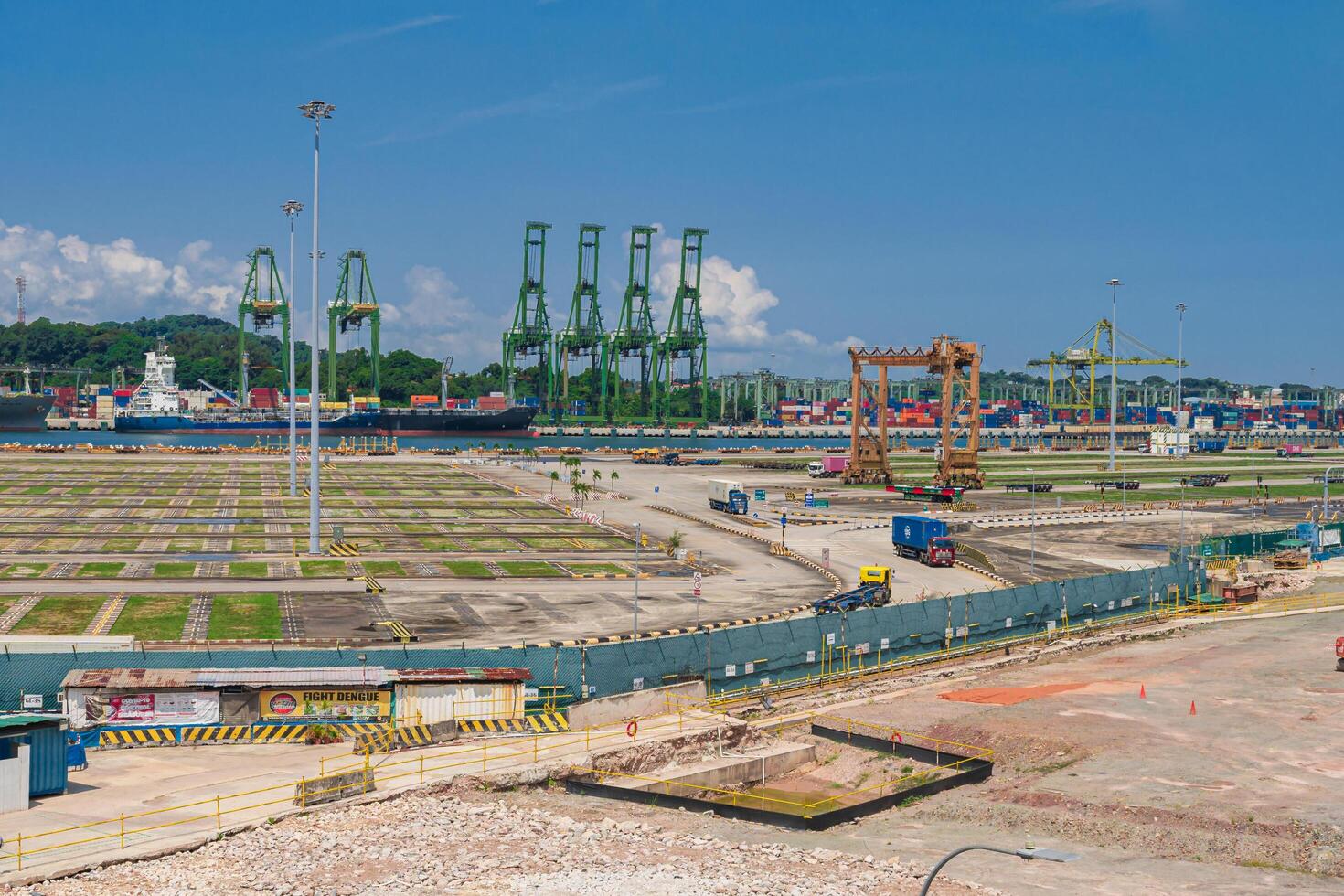 Singapore - Jun 13 2024 Aerial view of container terminal, cranes and container ships, Singapore, Southeast Asia photo