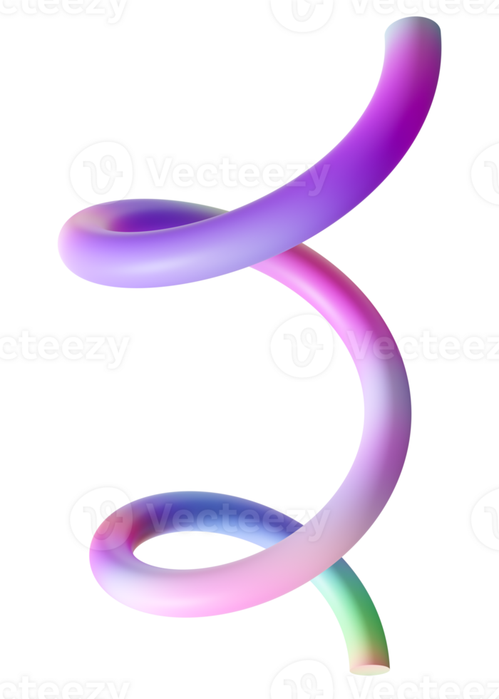 Cute, rainbow, colorful twist, spiral on transparent background. Color gradient, y2k party element. Cartoon style. png