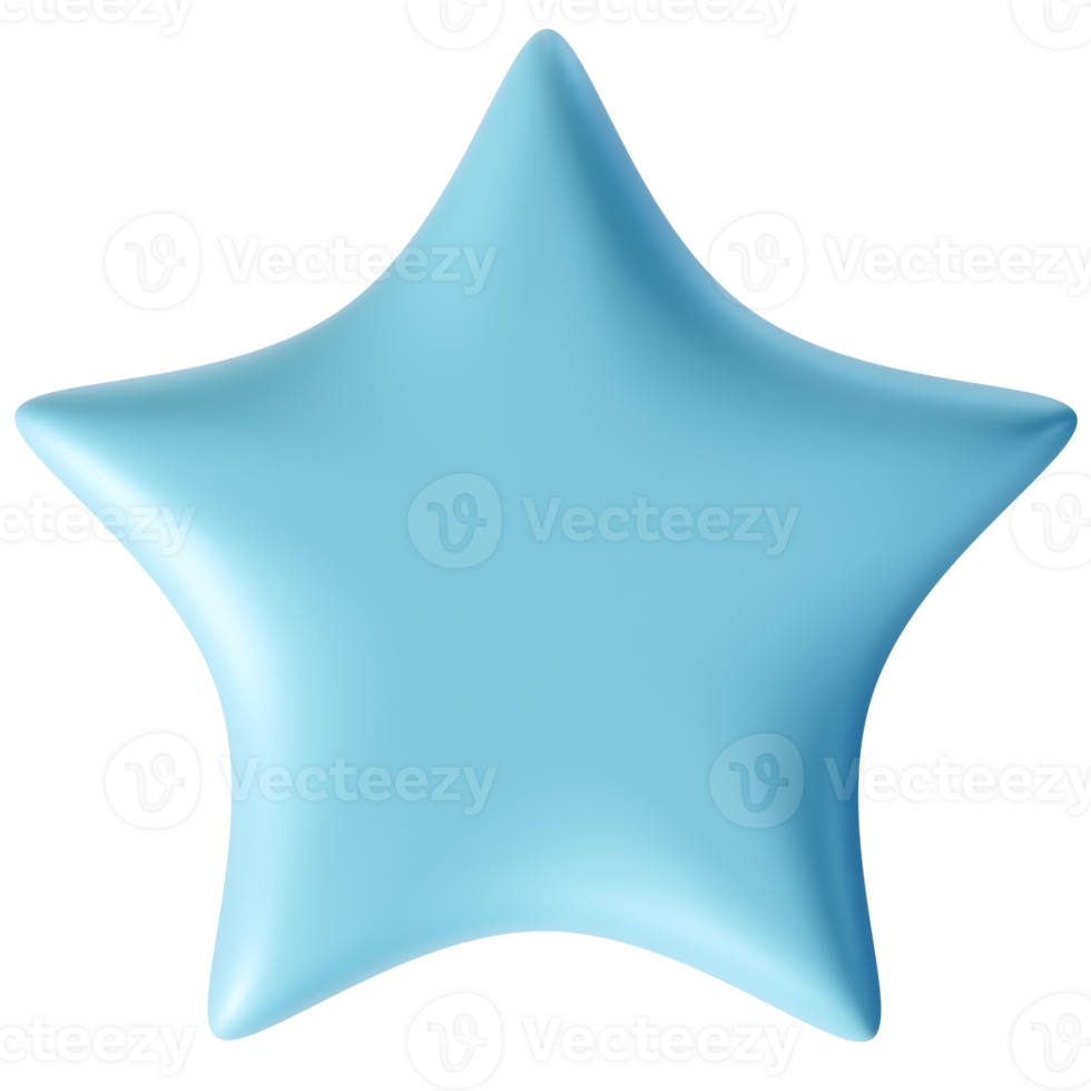 Cute blue 3D star on transparent background. Its a Boy themed element. Perfect for baby showers, birthday designs and celebratory themes. 3D render. png