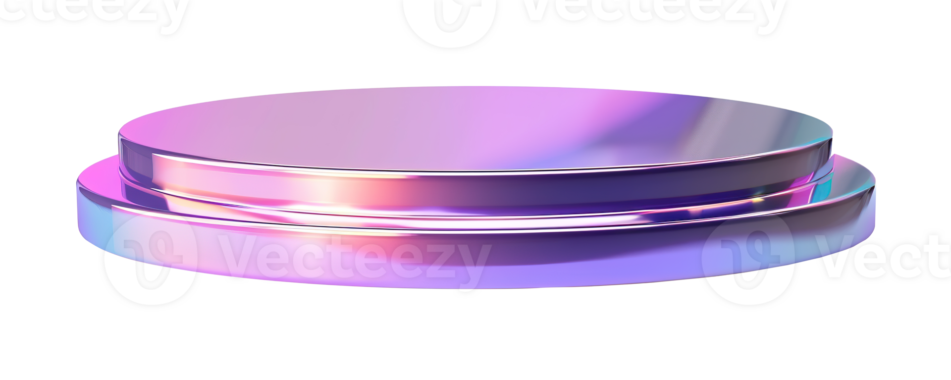 Glossy holographic podium on transparent background. png