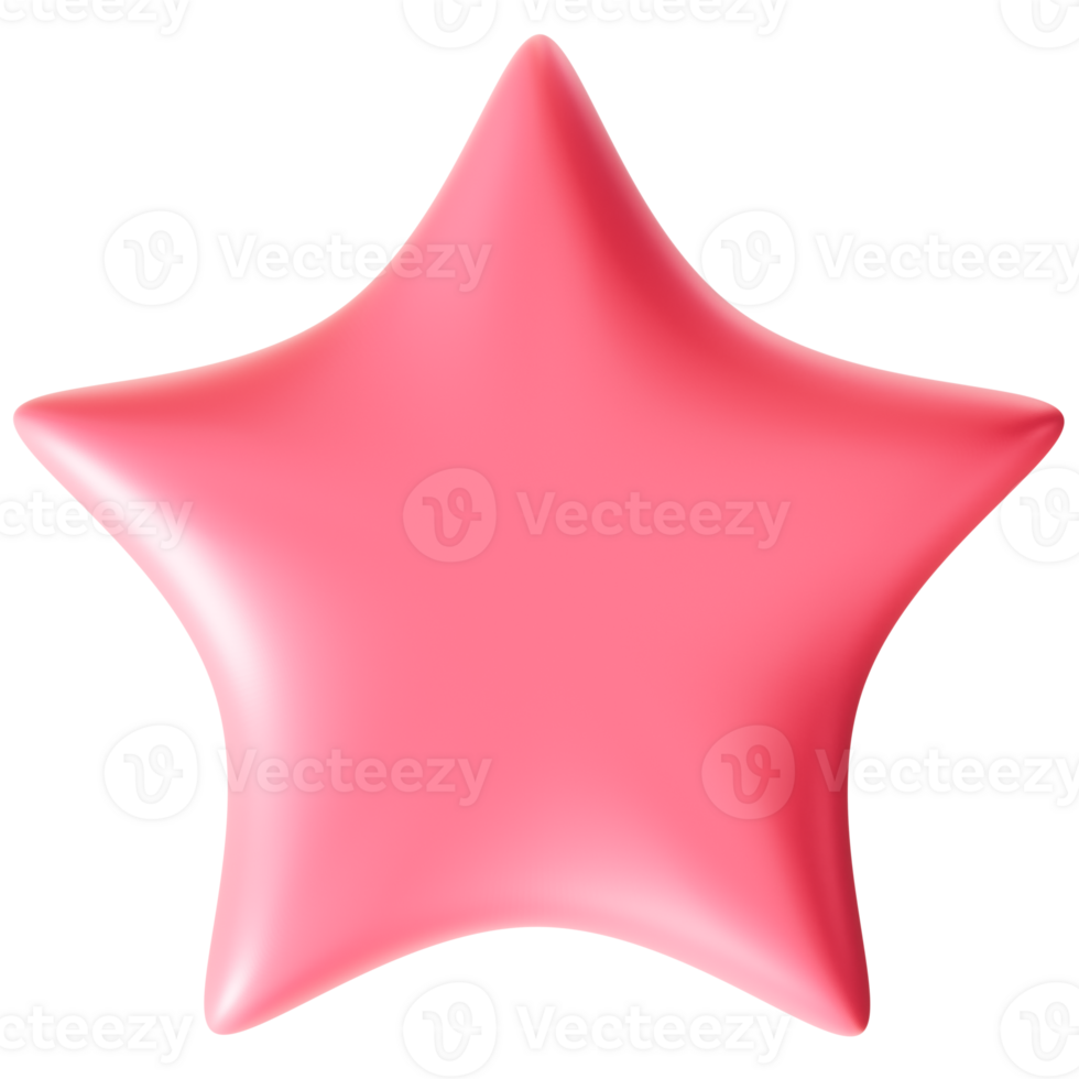 Cute pink 3D star on transparent background. Its a Girl themed element. Perfect for baby showers, birthday designs and celebratory themes. 3D render. png