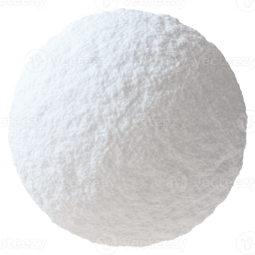 Realistic snowball on transparent background. Snow ball is perfectly shaped with soft, fluffy texture, making it ideal for winter-themed designs, holiday graphics or seasonal decorations. 3D. png