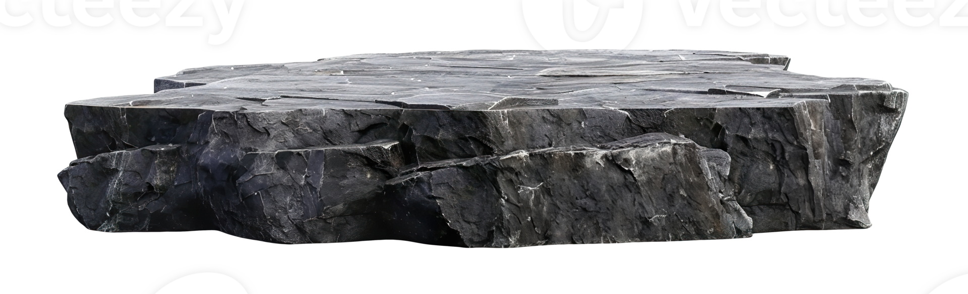 Natural stone podium on transparent background. Mock up for product display. Cut out pedestal or platform. Empty scene. Stage, showcase for advertising. png