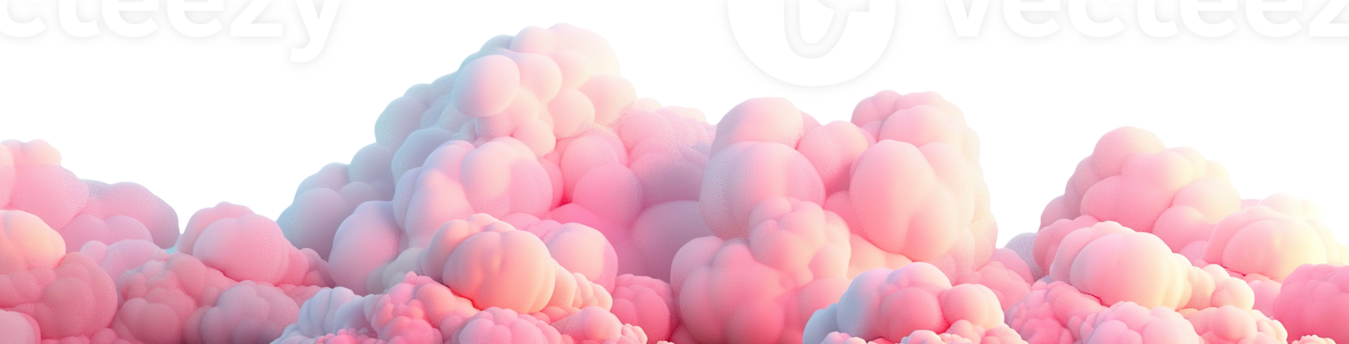 Soft, pastel pink cloud with smooth and fluffy texture, on transparent background. Ideal for use in baby-themed designs, dream-like illustrations. Playful element, cut out. Footer. png