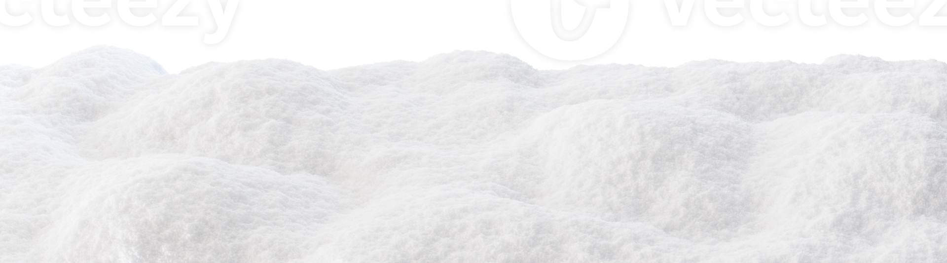 Snow-covered landscape with soft, fluffy mounds of snow, on transparent background. Ideal for use as footer in winter-themed designs, digital art, holiday promotions, seasonal graphic projects. 3D. png