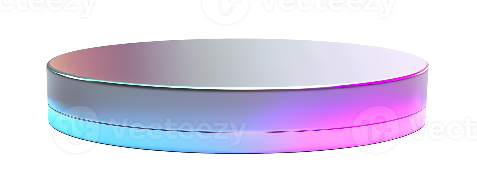 Glossy holographic podium on transparent background. Modern, futuristic mock up for product display. png