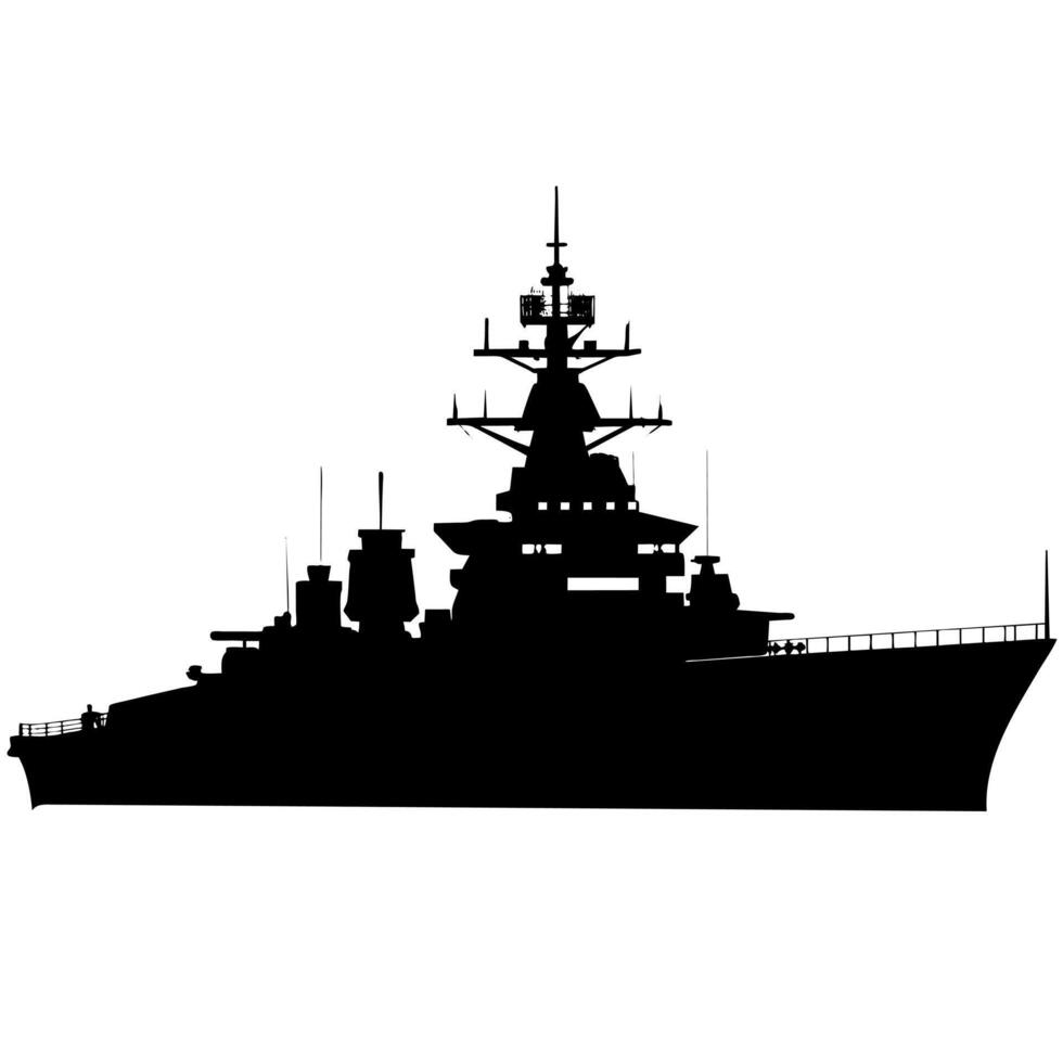 A large navy ship silhouette vector