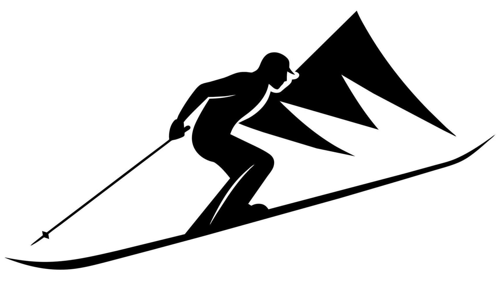 A silhouette of a skier on a mountain with a flag vector