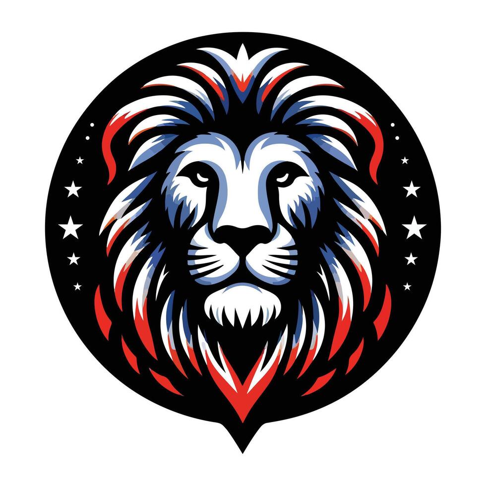 Powerful Lion Head Logo in Bold Orange and Black Colors, Featuring a Fierce Expression Ideal for Strong and Impactful Branding vector