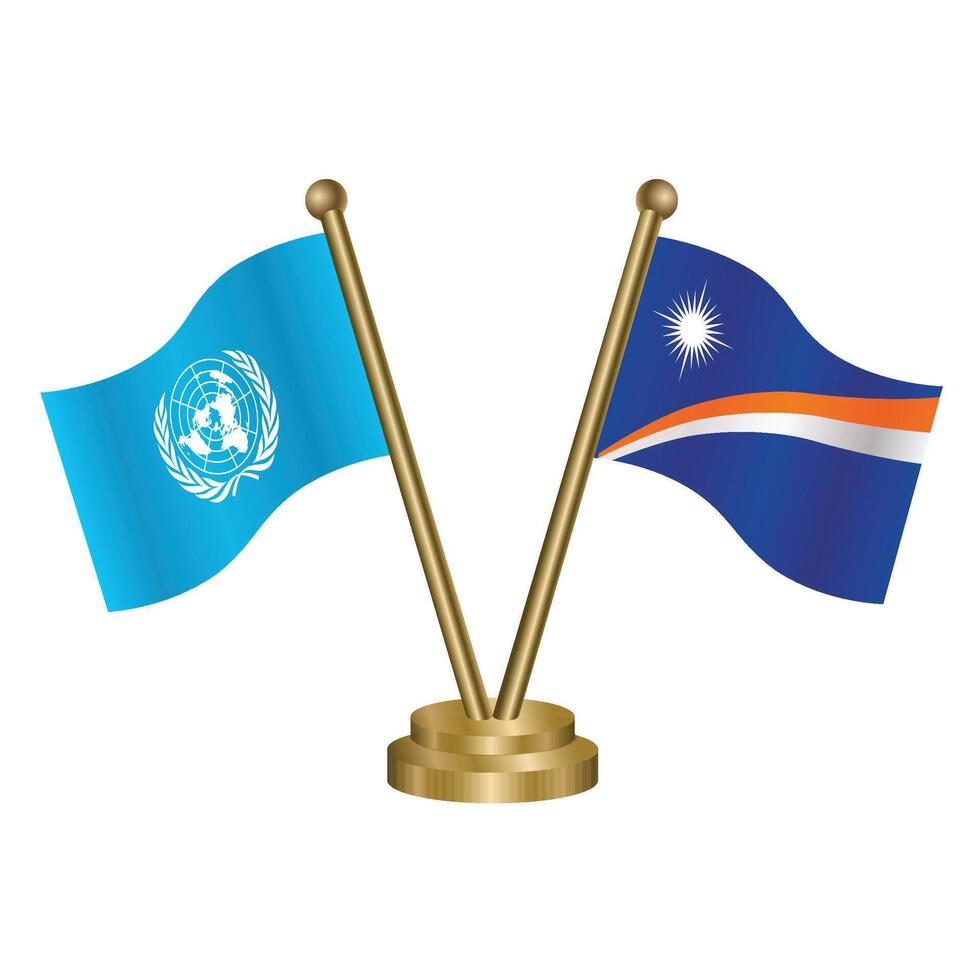 United Nations and Marshall Islands table flag. Illustration vector