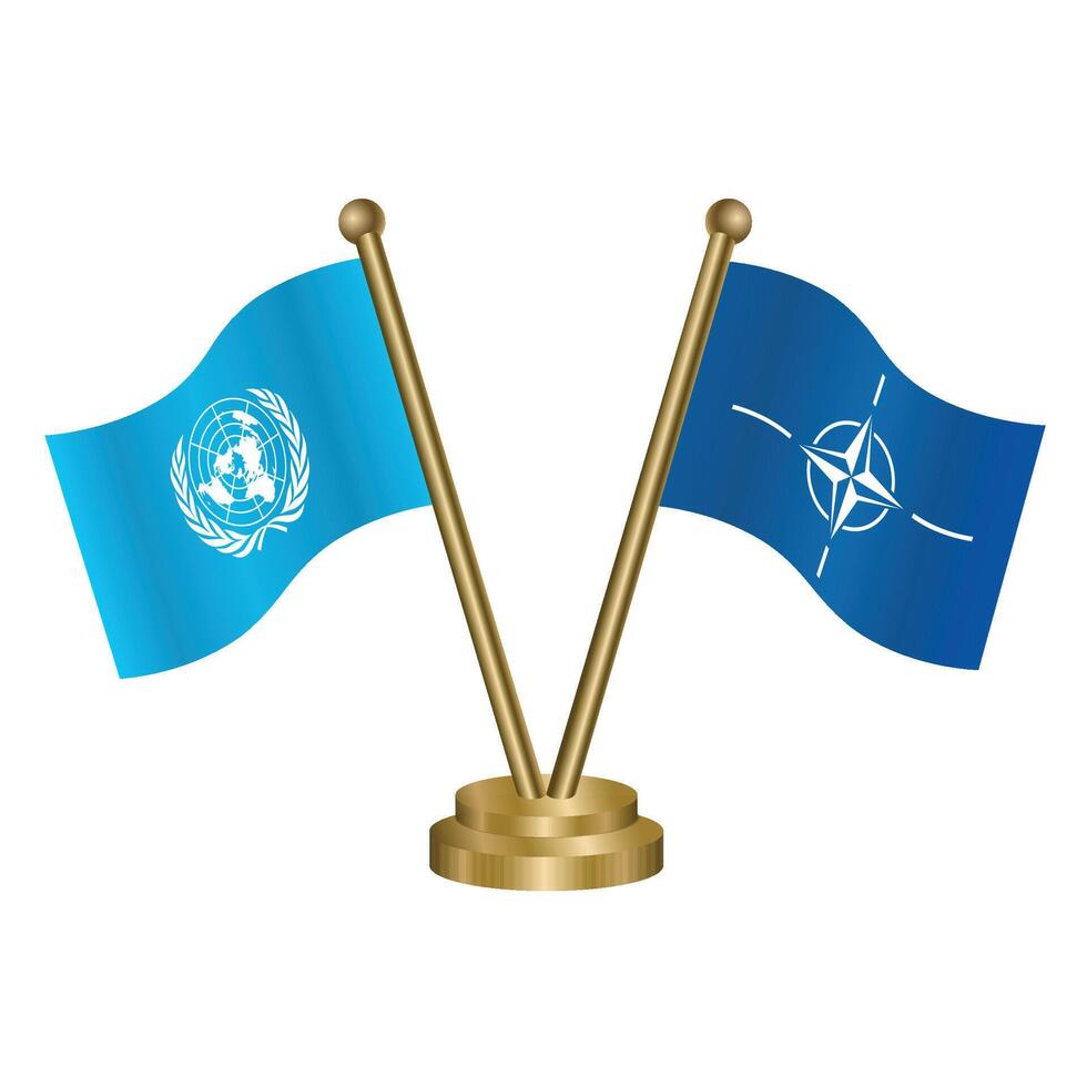 United Nations and NATO table flag. Illustration vector