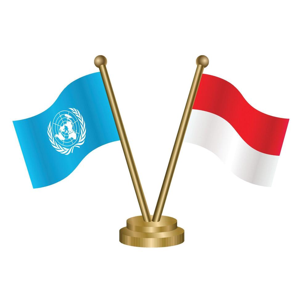 United Nations and Monaco table flag. Illustration vector