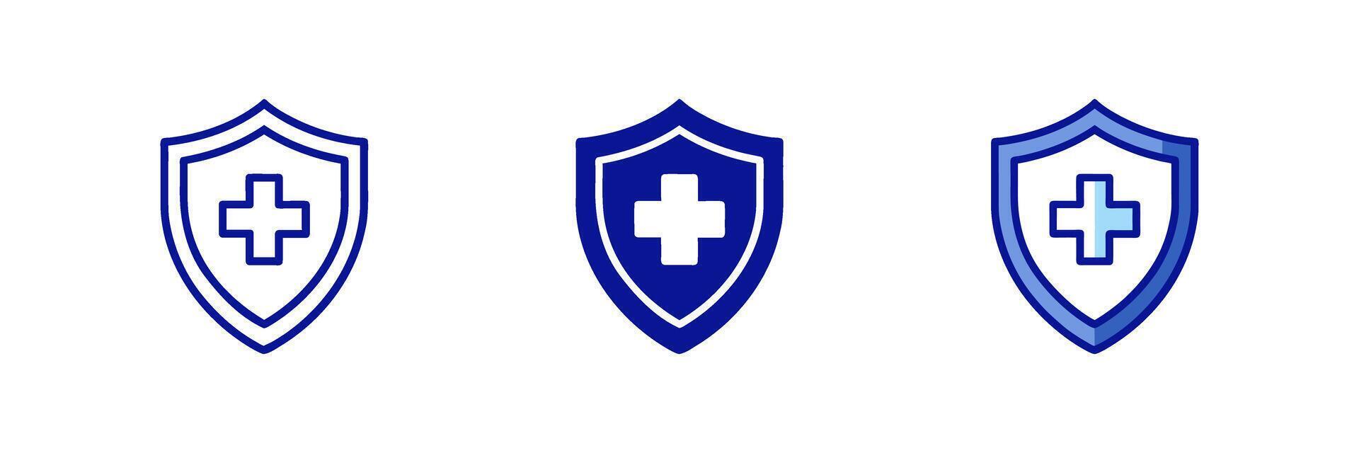Three blue shields with crosses on them vector