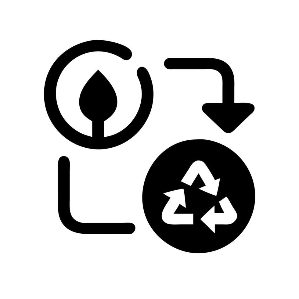 A black and white icon of a recycling symbol vector