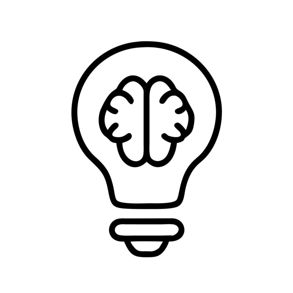 Light bulb with brain icon, illustration vector