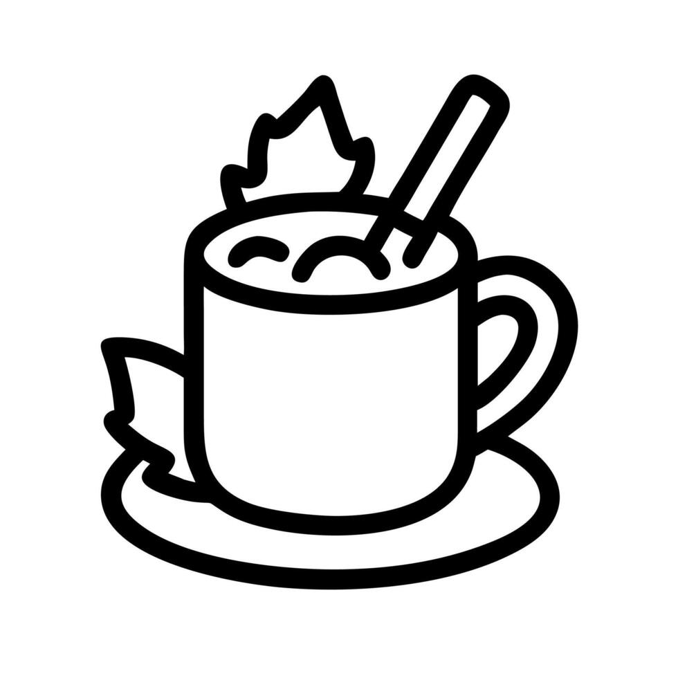 A black and white line drawing of a cup of coffee with a straw vector