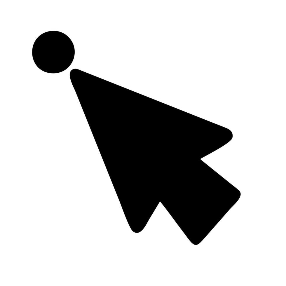 A black and white icon of a mouse pointing down vector