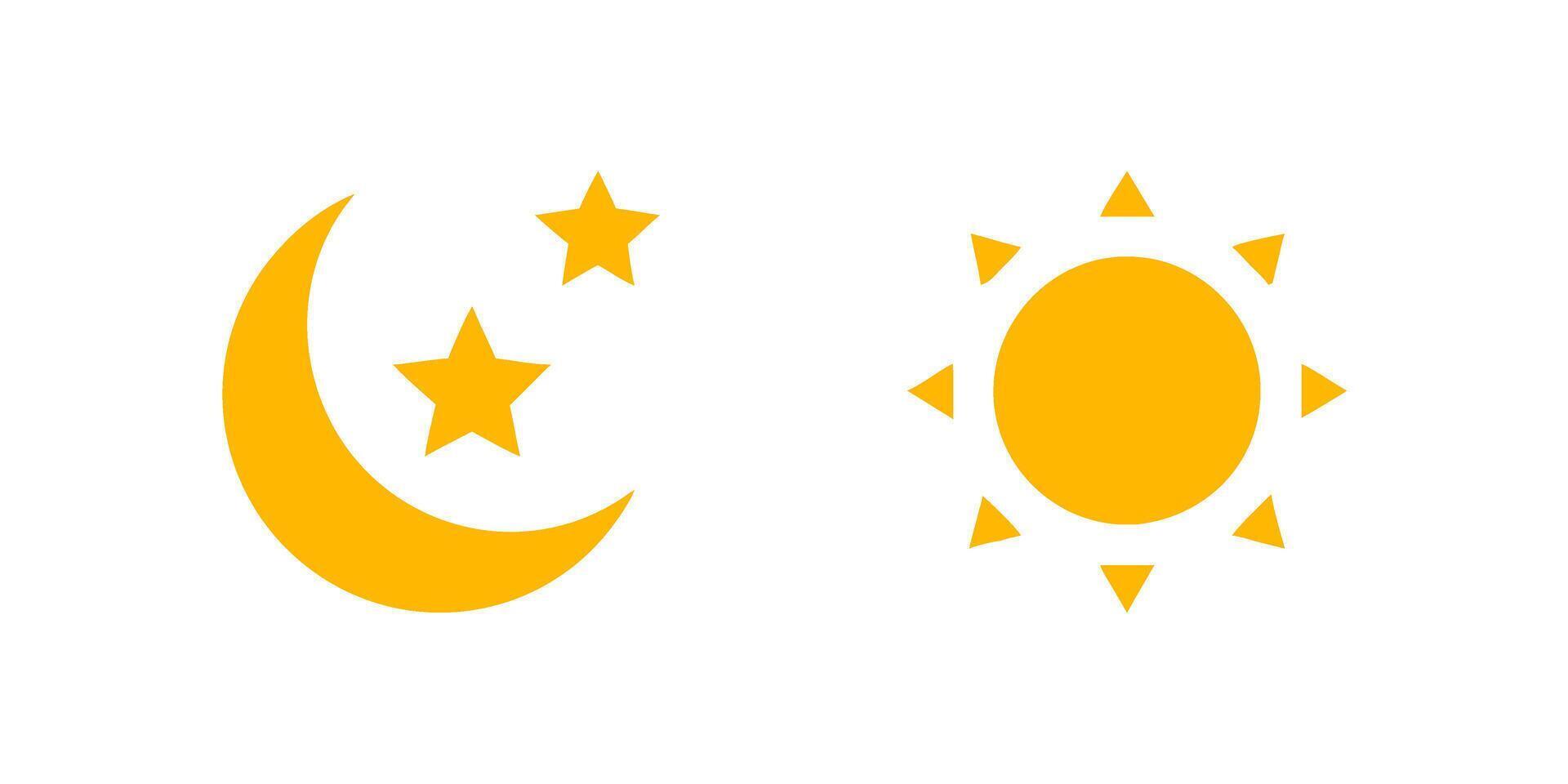 The sun and moon are shown in yellow vector