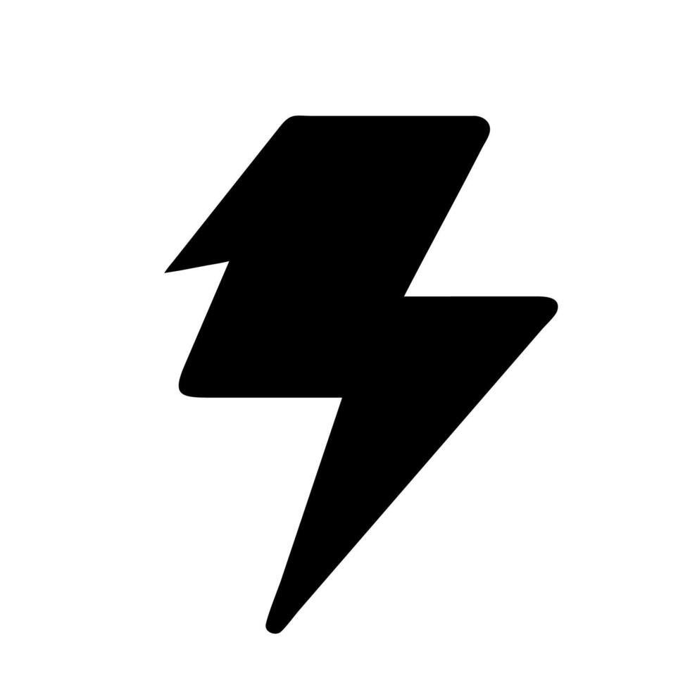 A black and white lightning bolt icon on a white background vector