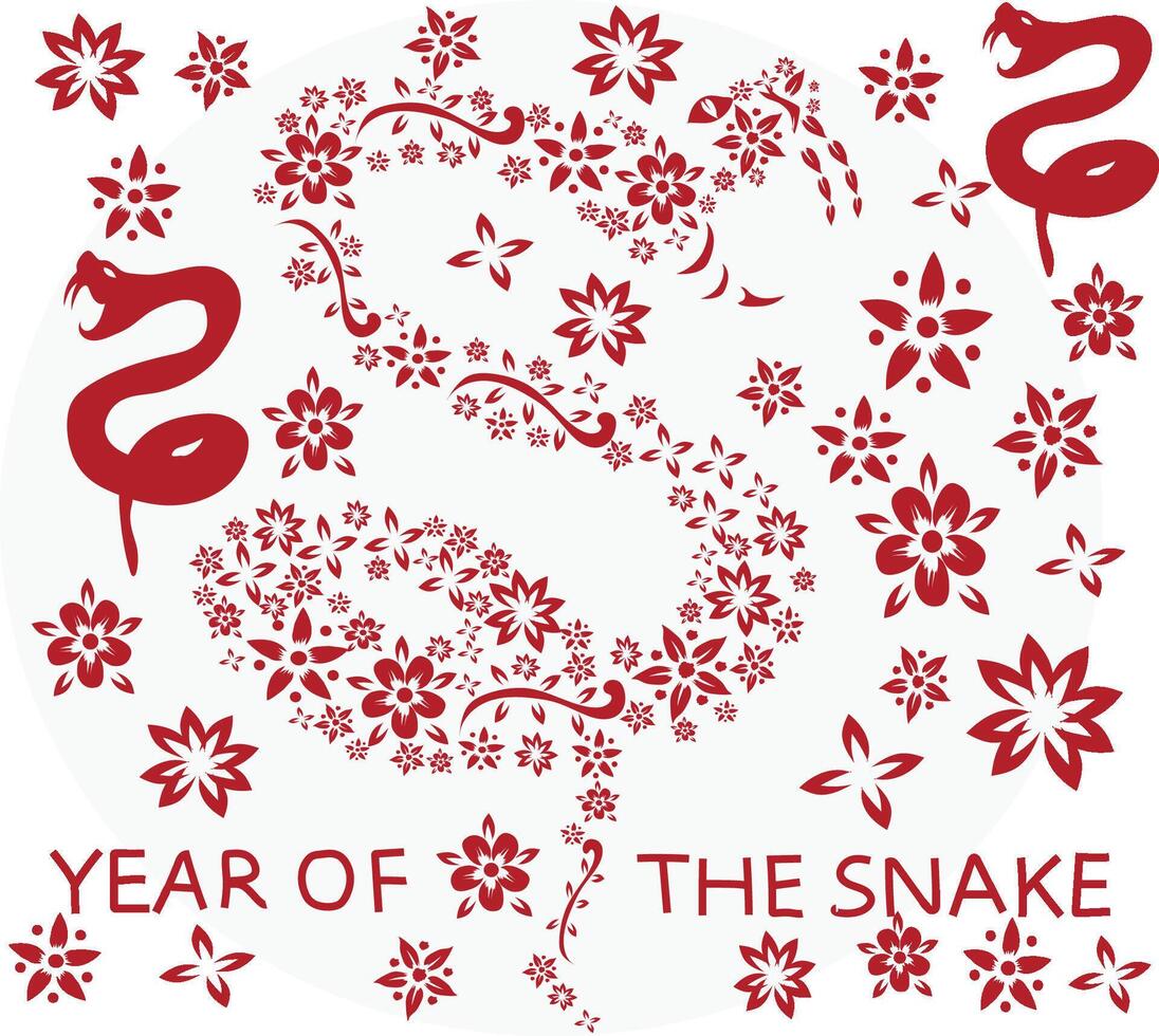 year of the snake happy chinese new year set vector