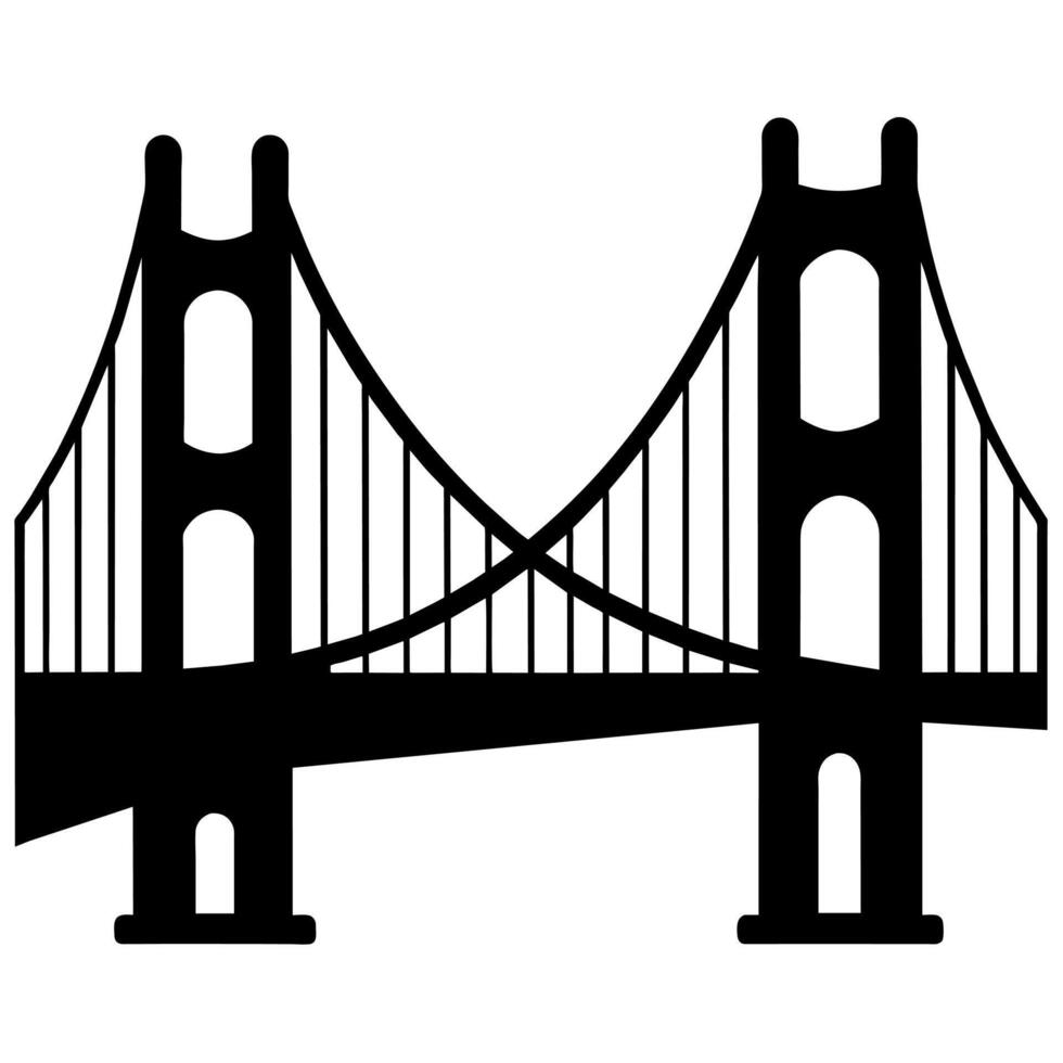 The golden gate bridge is shown in black and white vector