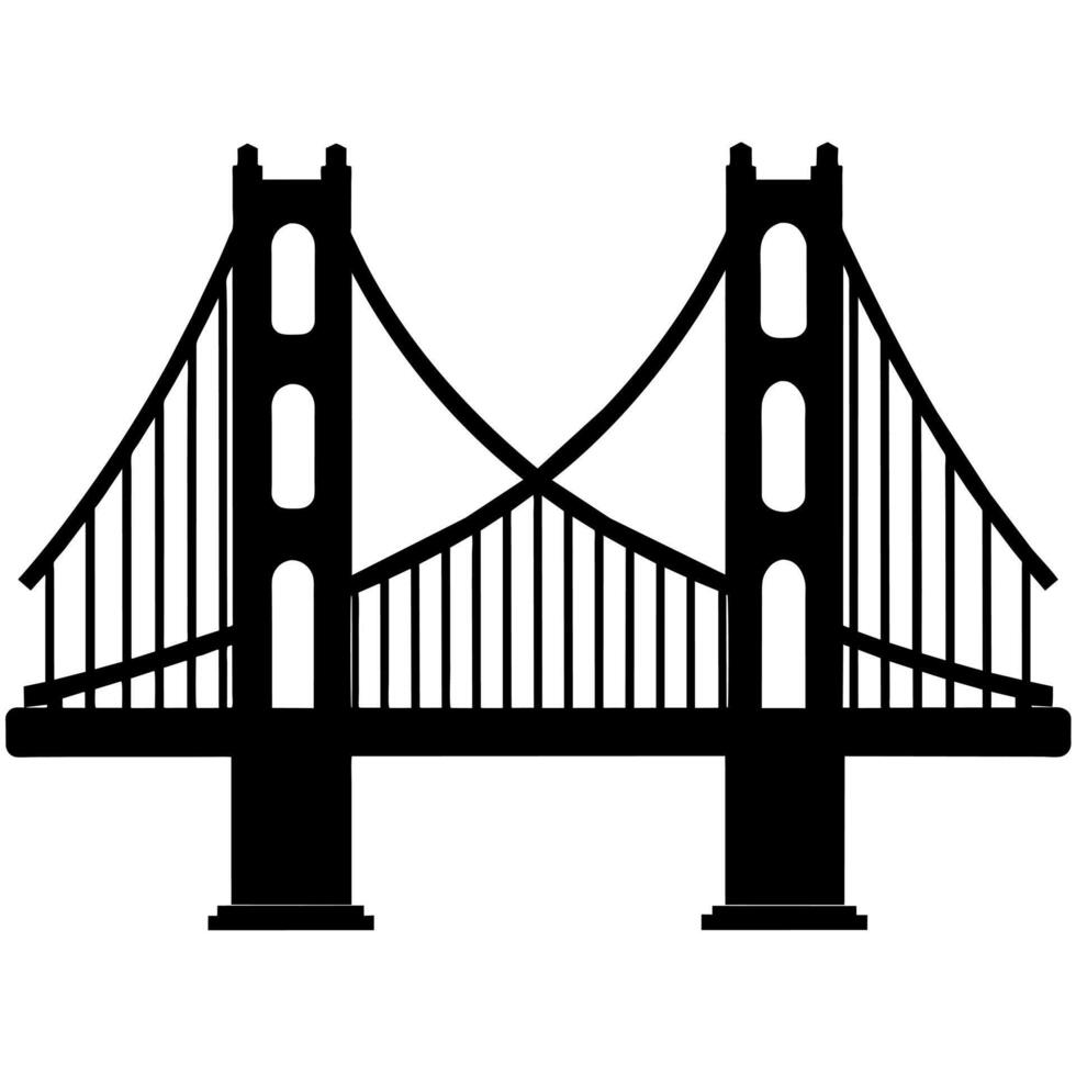 The golden gate bridge is shown in black and white vector