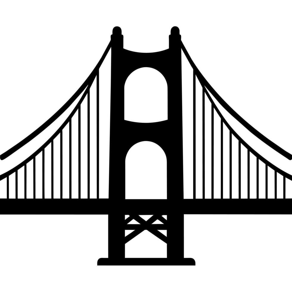 The golden gate bridge is shown in black and white vector