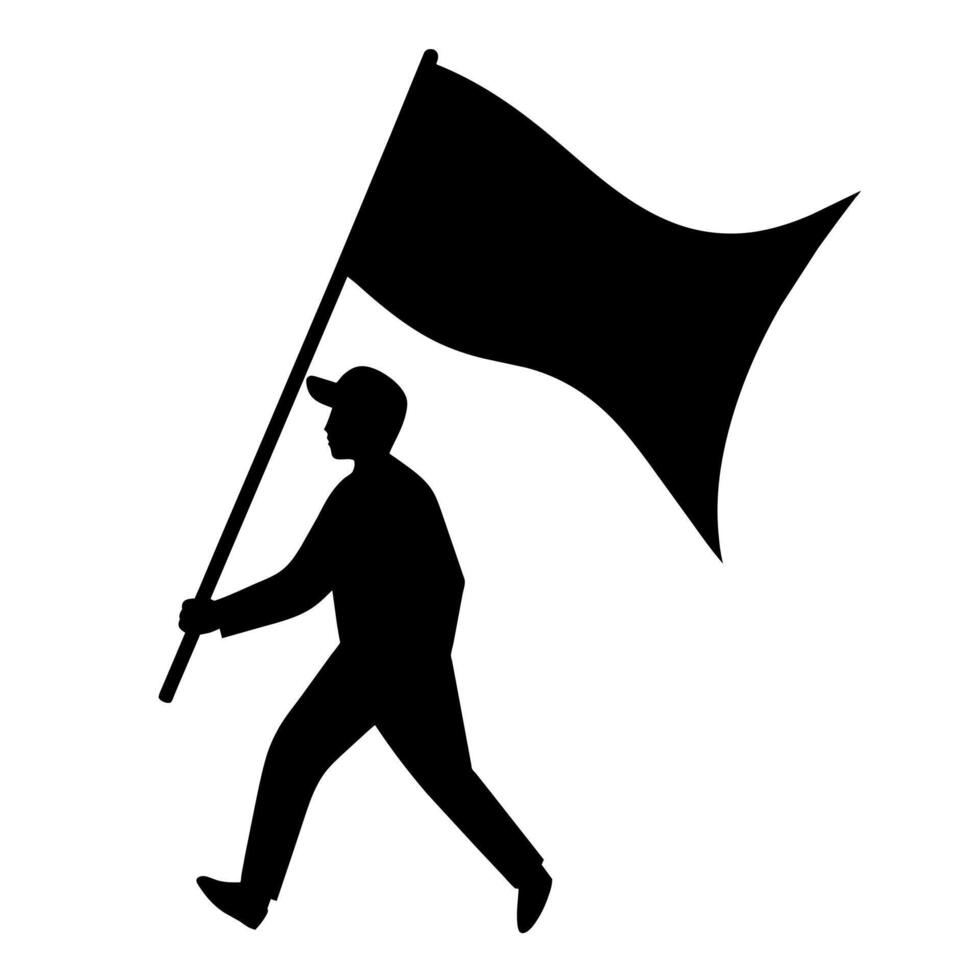 A man carrying a flag on a white background vector