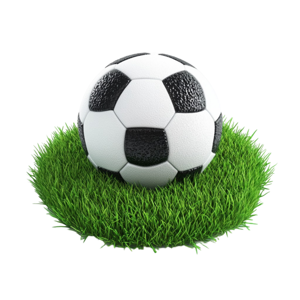 Soccer Ball on Grass, Transparent Background. png