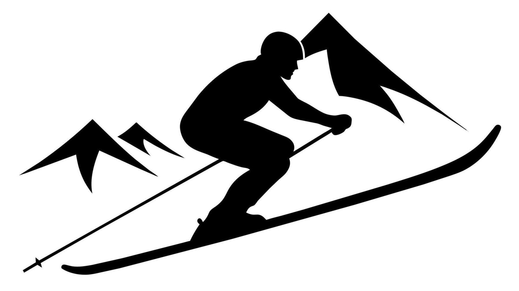 A silhouette of a skier on a mountain vector