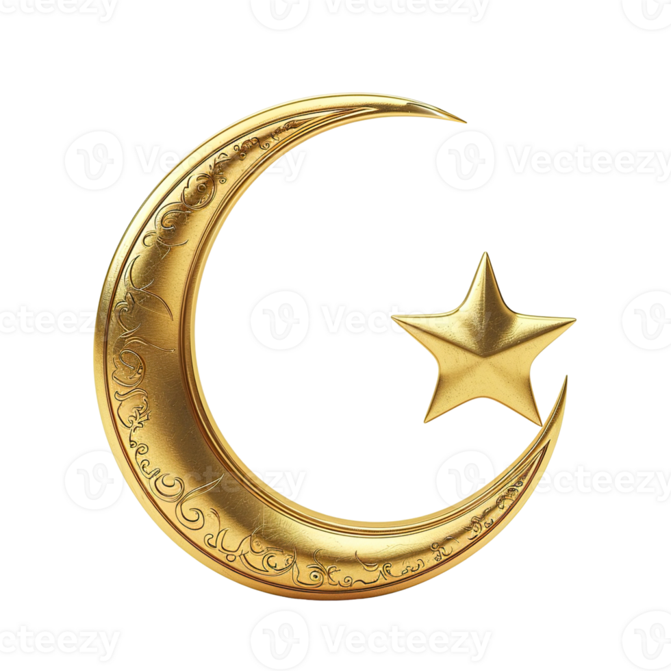 3d moon and star Ramadan Special on transparent background png